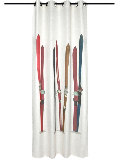 Rideau tamisant en polylin à motif skis - Kiabi