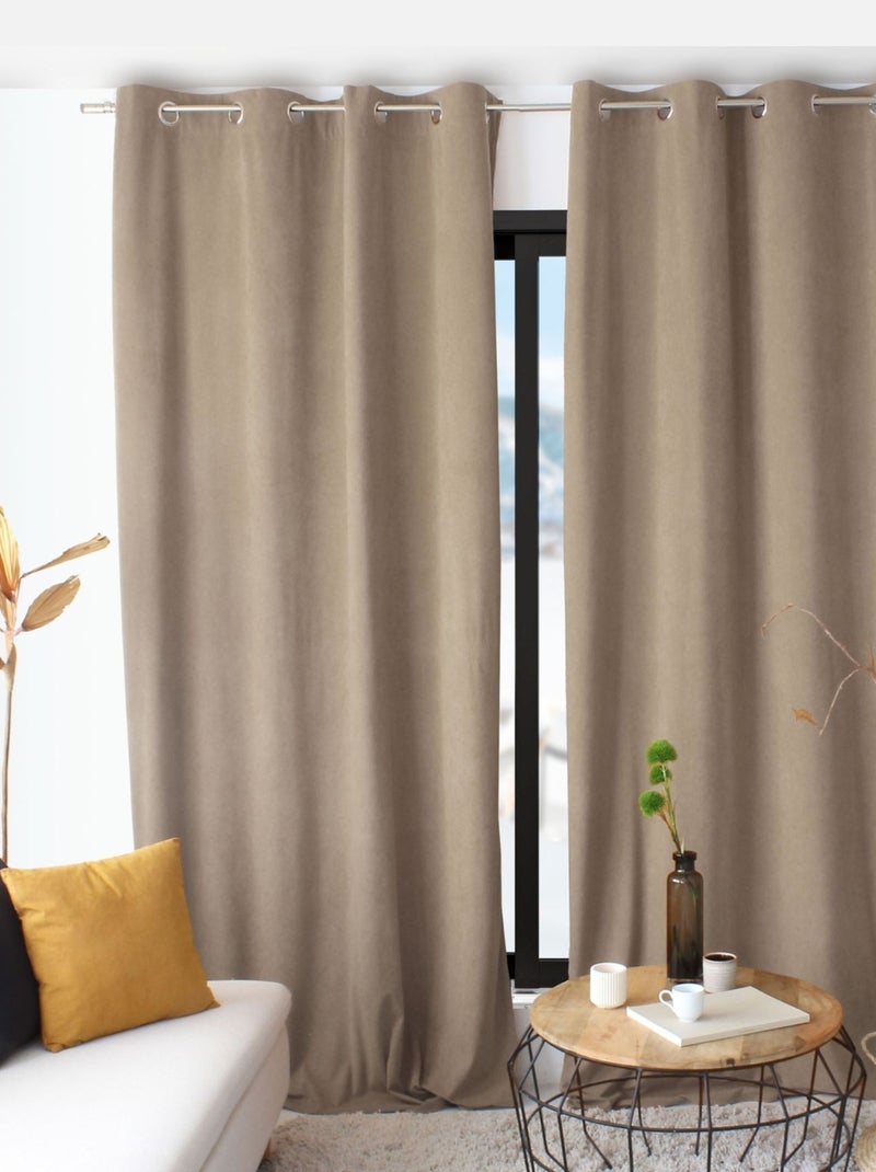 Rideau tamisant en velours Bois naturel - Kiabi