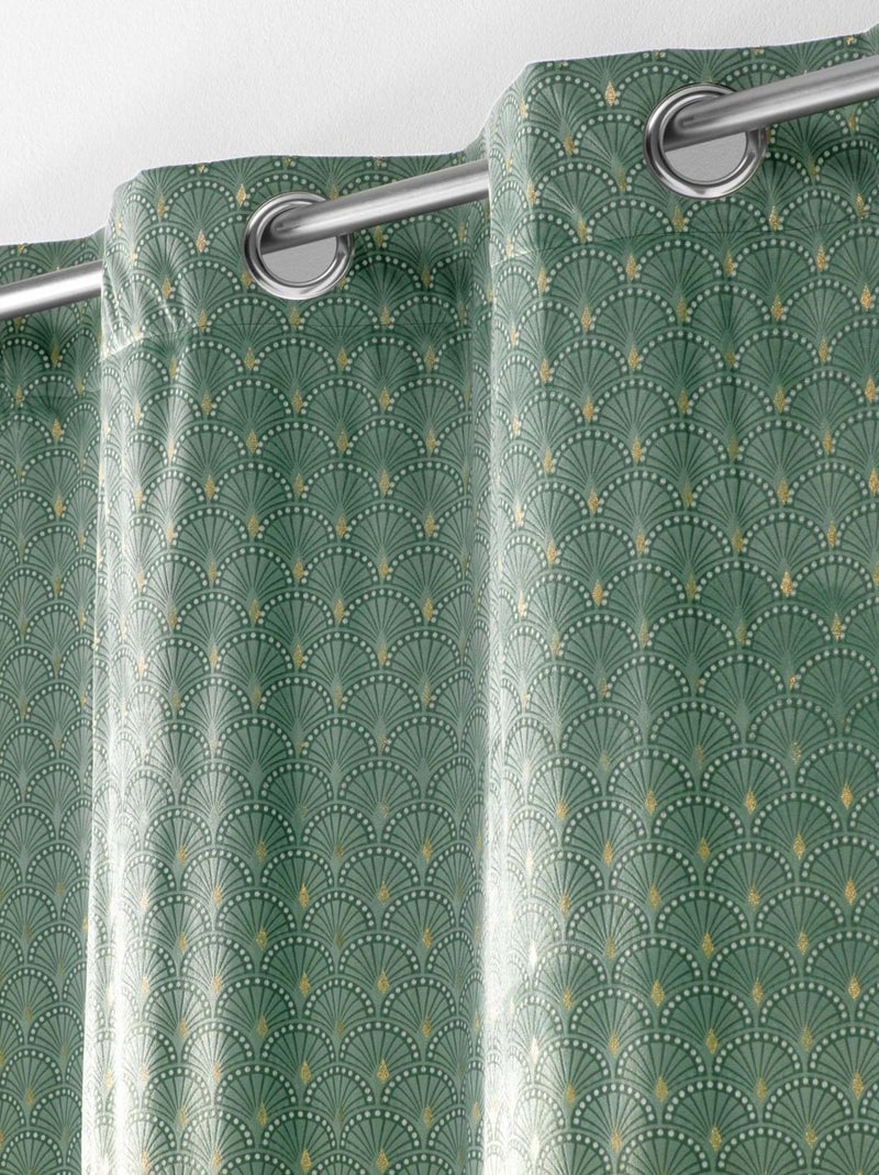 Rideau tamisant en velours print or Kaki - Kiabi