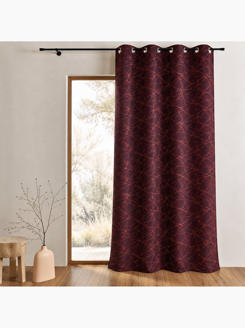 Rideau tamisant jacquard à motifs géométriques - Kiabi
