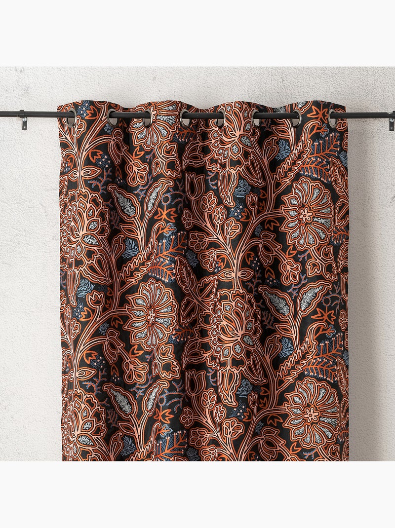 Rideau tamisant jacquard floral à motif graphique Orange - Kiabi