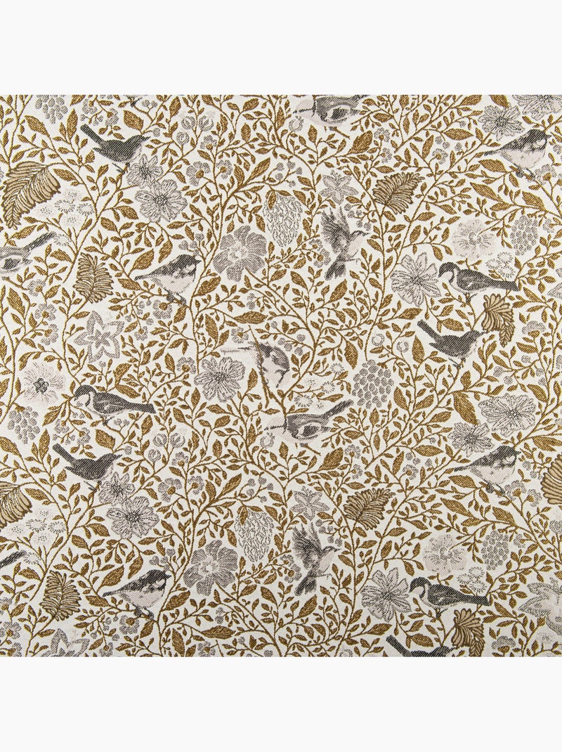 Rideau tamisant jacquard polycoton à motifs floraux et oiseaux Jaune foncé - Kiabi