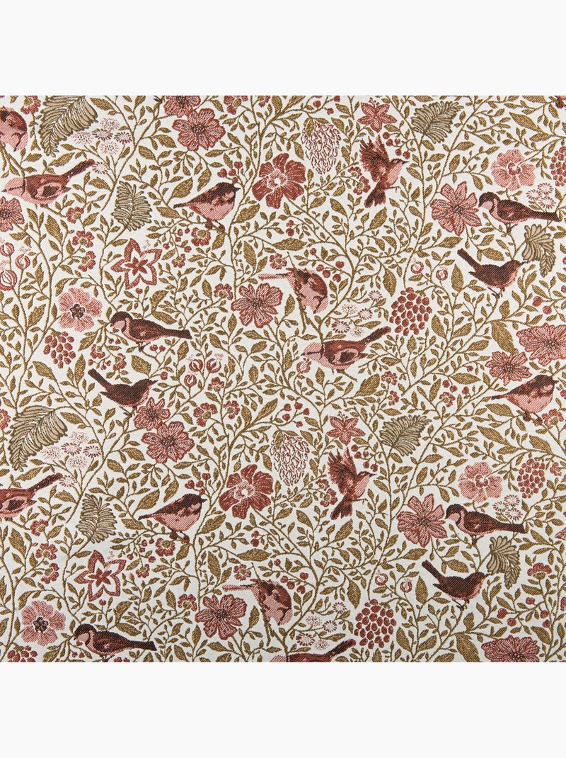 Rideau tamisant jacquard polycoton à motifs floraux et oiseaux Rose - Kiabi