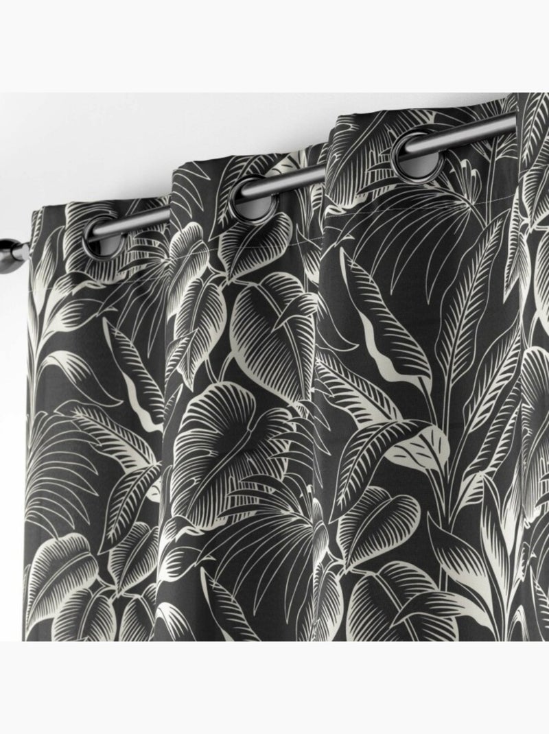 Rideau tamisant polyester imprimé cabana Noir - Kiabi