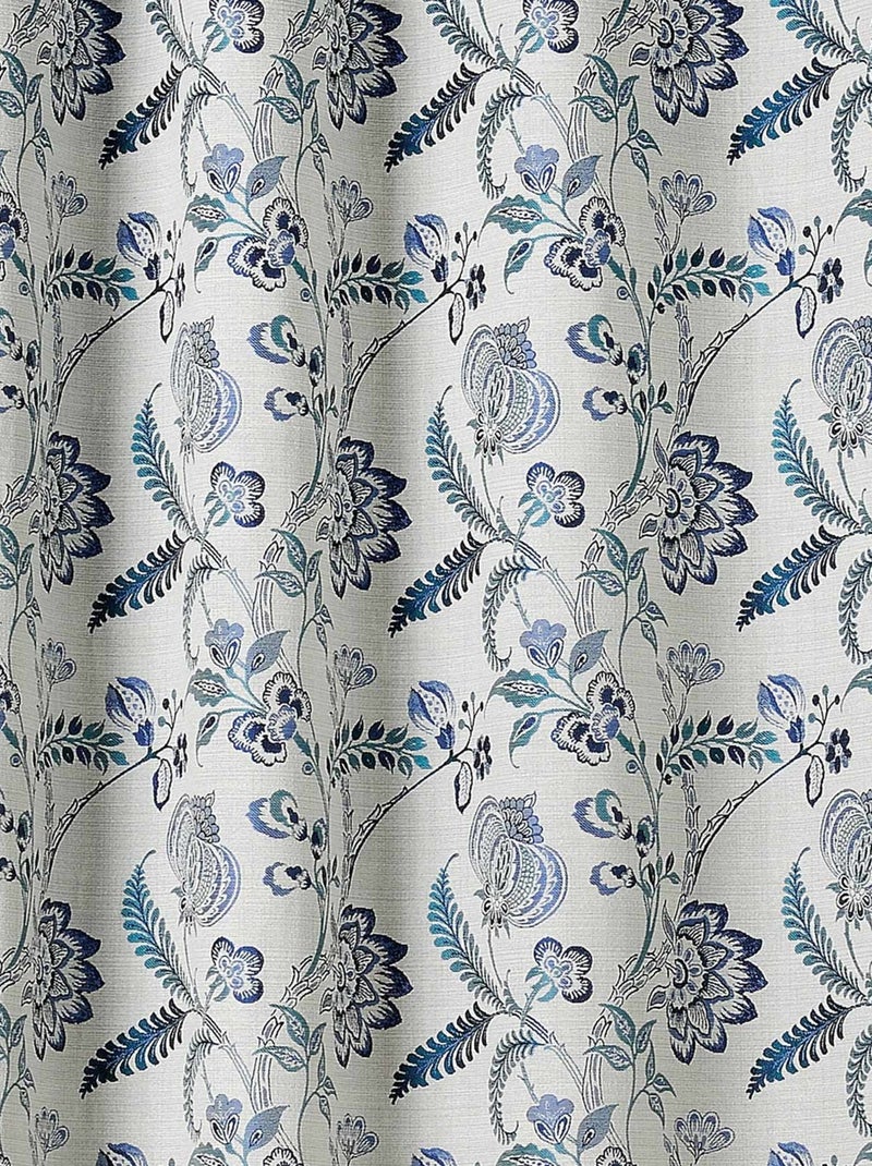 Rideau tamisant vintage floral Bleu outremer - Kiabi