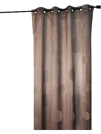 Rideau taupe en shantung brodé ronds mêlés