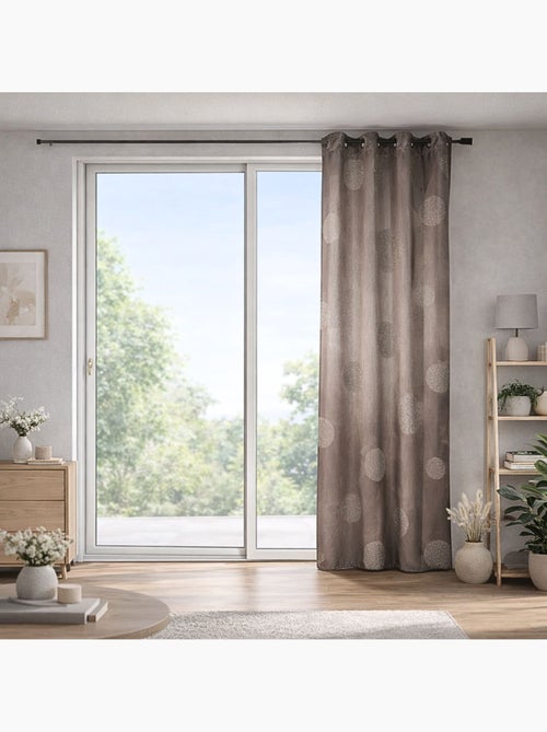 Rideau taupe en shantung brodé ronds mêlés - Kiabi