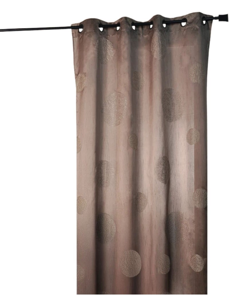 Rideau taupe en shantung brodé ronds mêlés Taupe - Kiabi