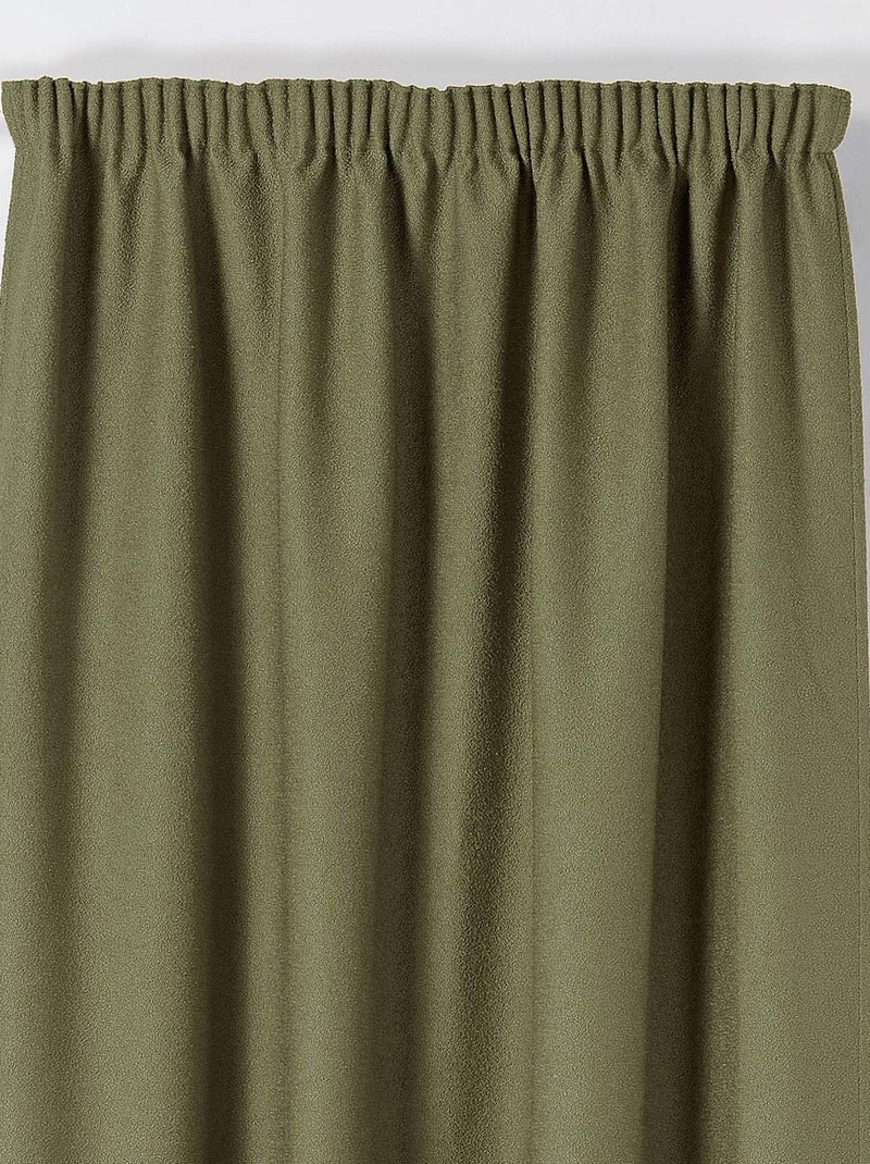 Rideau Thermique à Galon Fronceur  - Effet Bouclette Vert olive - Kiabi