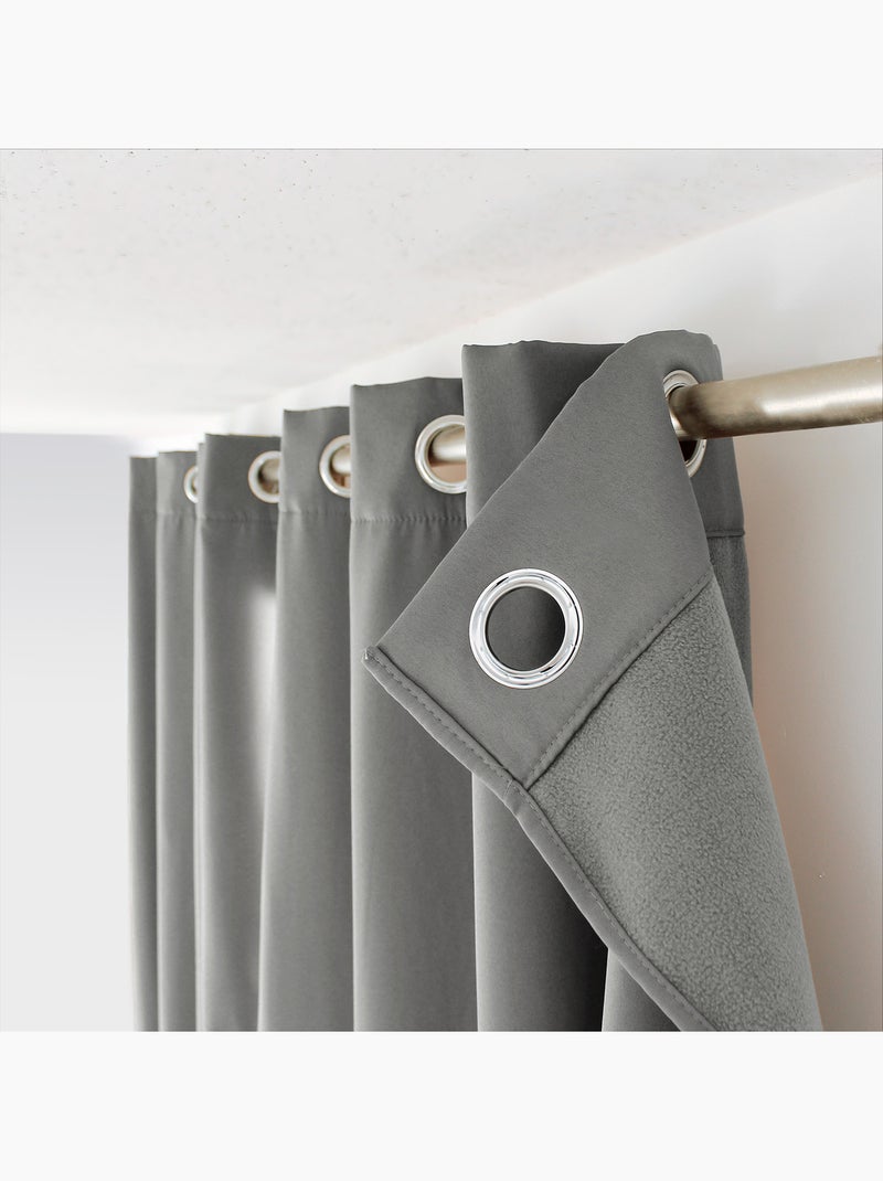 Rideau thermique en microfibre doublée Gris clair - Kiabi