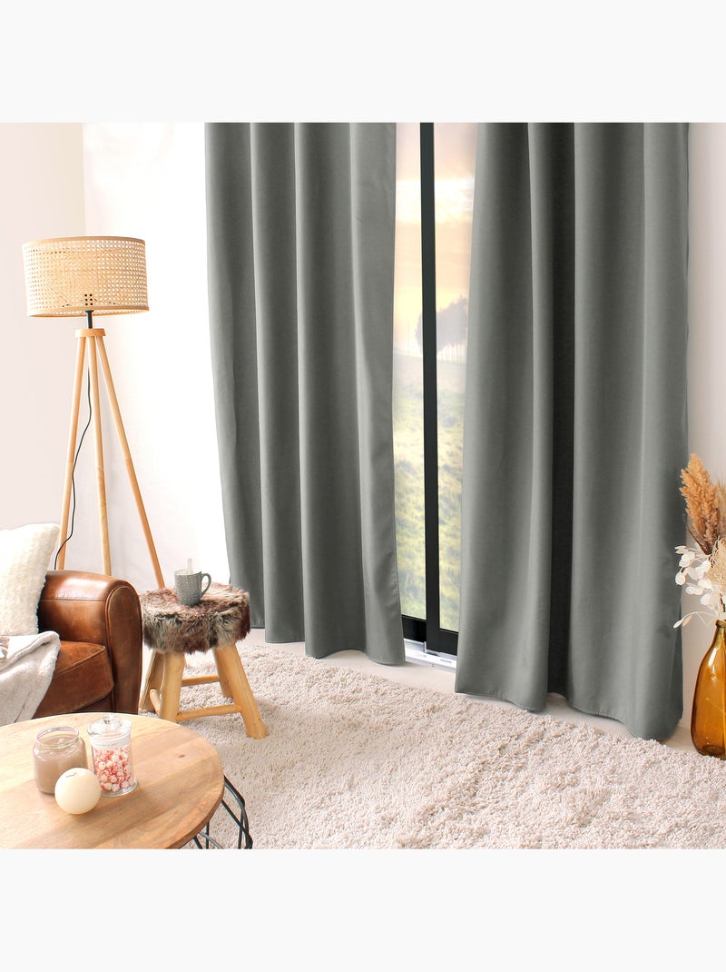 Rideau thermique en microfibre doublée Gris clair - Kiabi