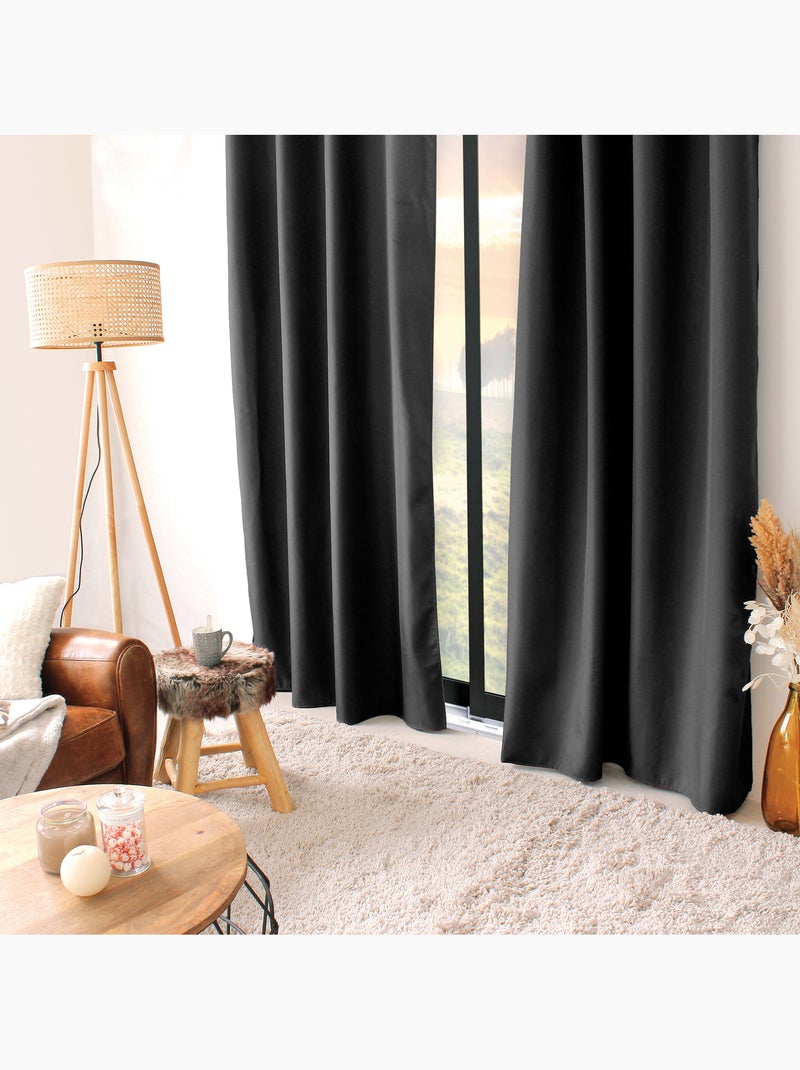Rideau thermique en microfibre doublée Gris foncé - Kiabi
