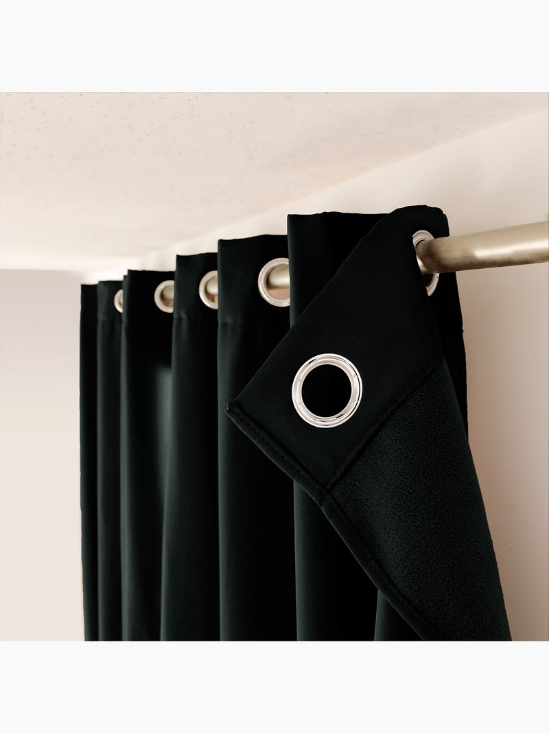 Rideau thermique en microfibre doublée Noir - Kiabi