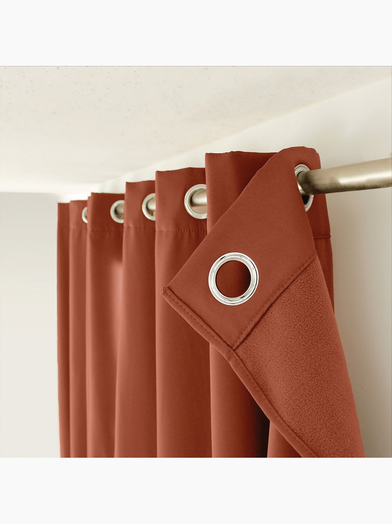 Rideau thermique en microfibre doublée Terracotta - Kiabi