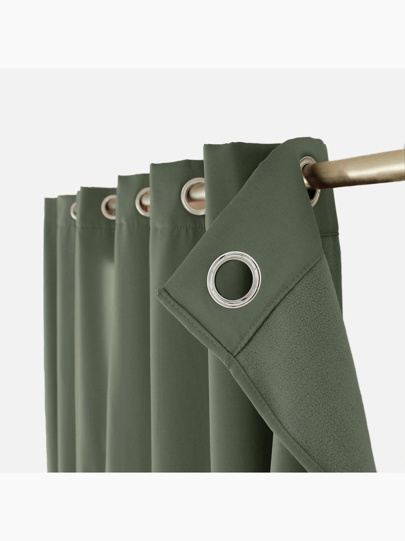 Rideau thermique en microfibre doublée Vert - Kiabi