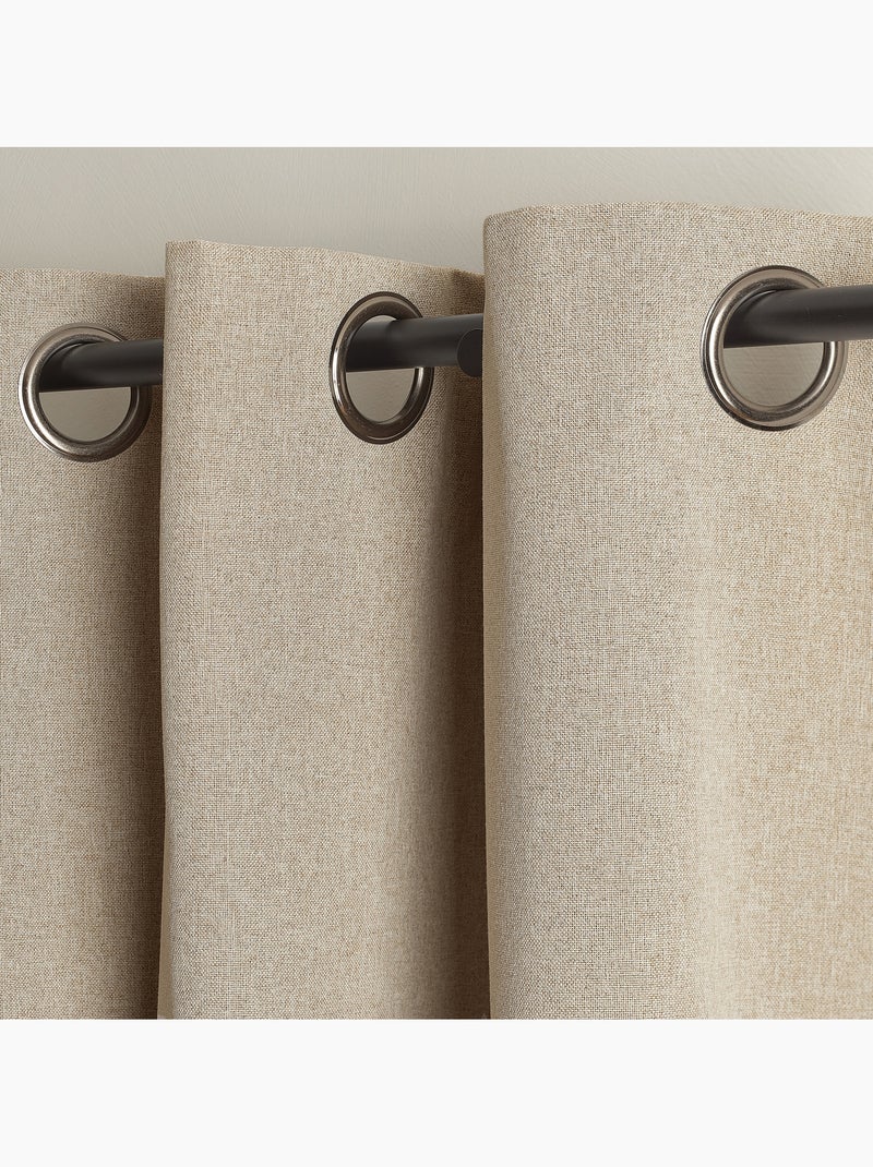 Rideau thermique obscurcissant à œillets Beige - Kiabi
