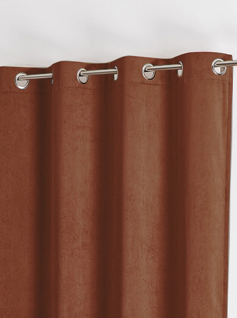 Rideau uni  - Effet daim Marron tabac - Kiabi