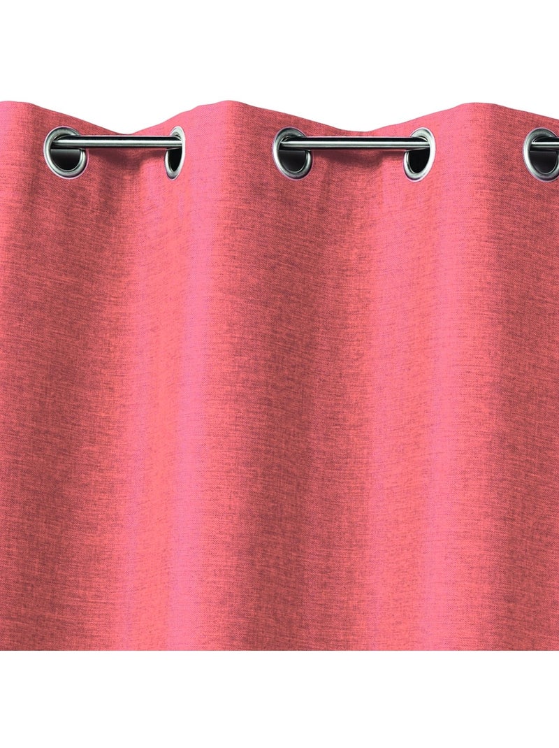 Rideau uni en toile aspect naturel Rouge - Kiabi