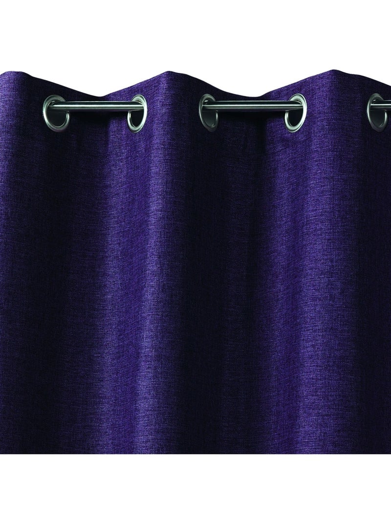 Rideau uni en toile aspect naturel Violet prune - Kiabi