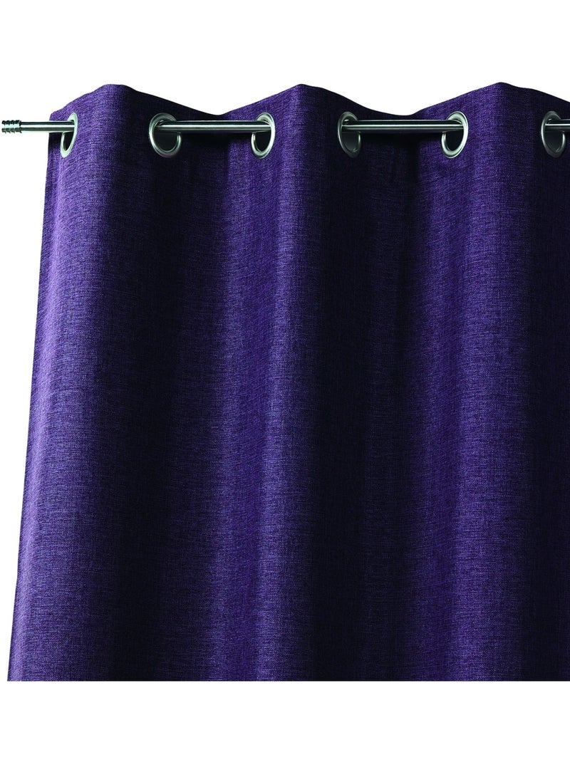 Rideau uni en toile aspect naturel Violet prune - Kiabi