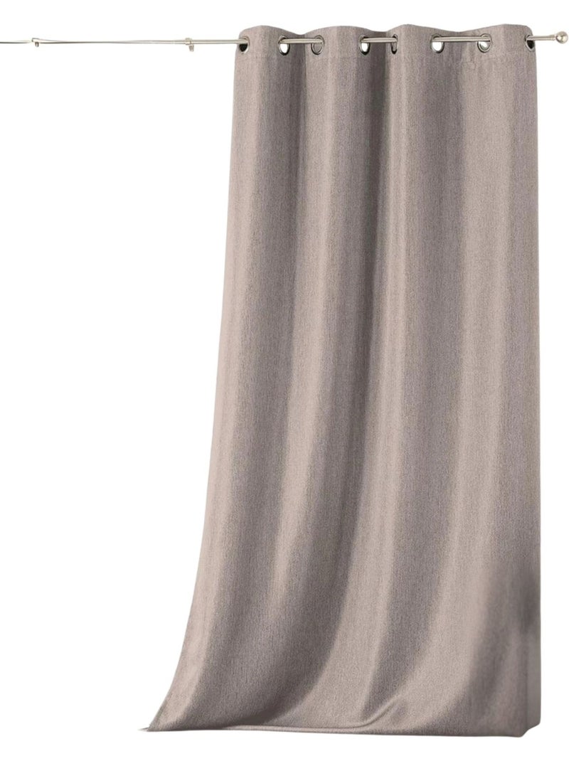 Rideau uni Jacqaurd à œillets Beige clair - Kiabi