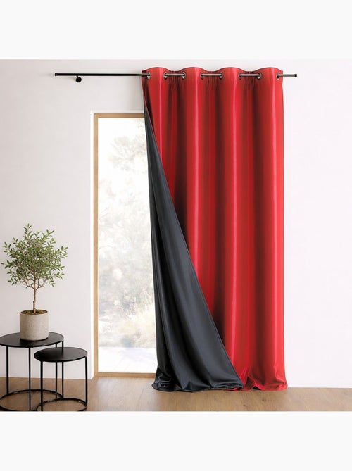 Rideau uni shantung 100% occultant 3 couches - Kiabi