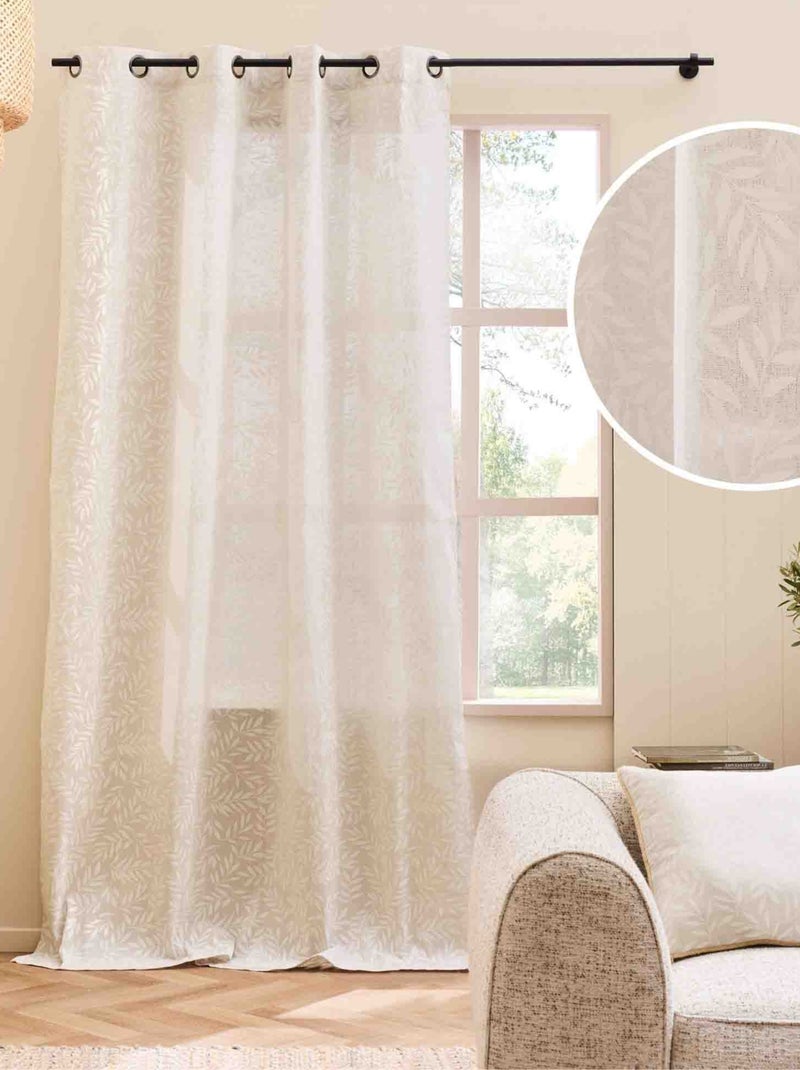 Rideau vintage feuillage tissé Bois naturel - Kiabi