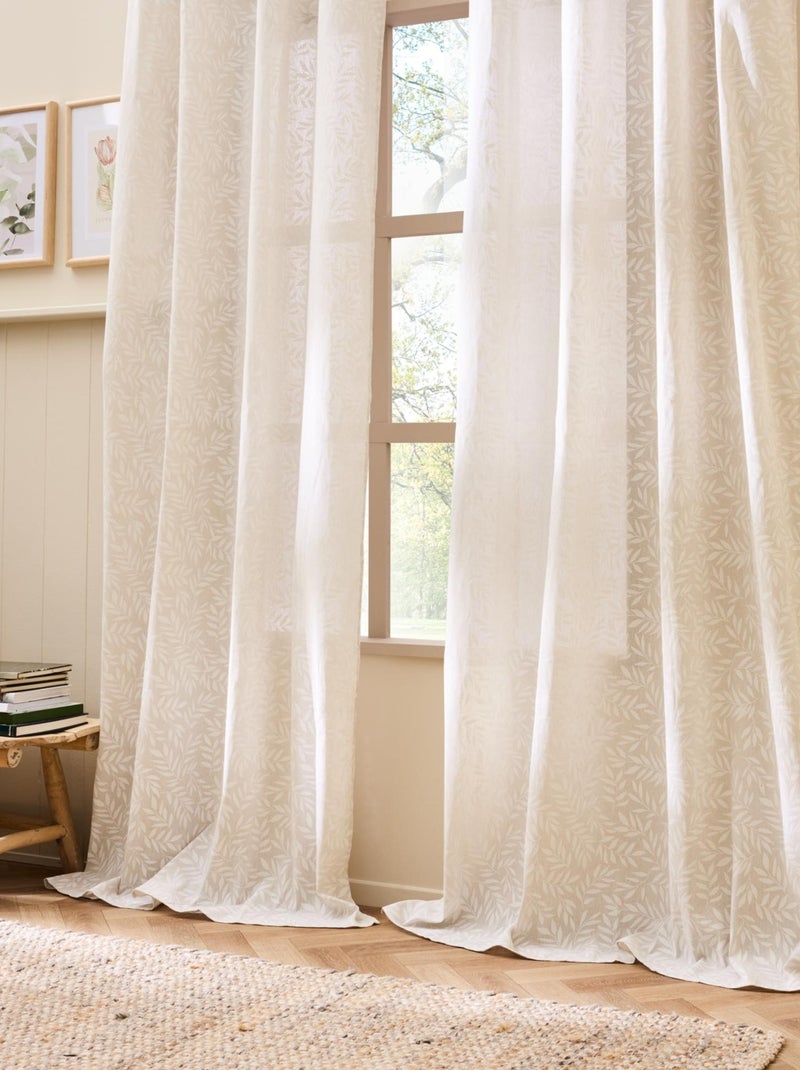 Rideau vintage feuillage tissé Bois naturel - Kiabi