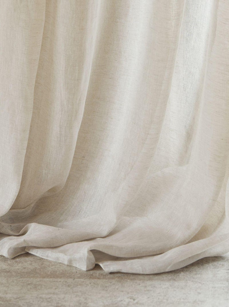 Rideau voilage 100% lin fluide Beige clair - Kiabi