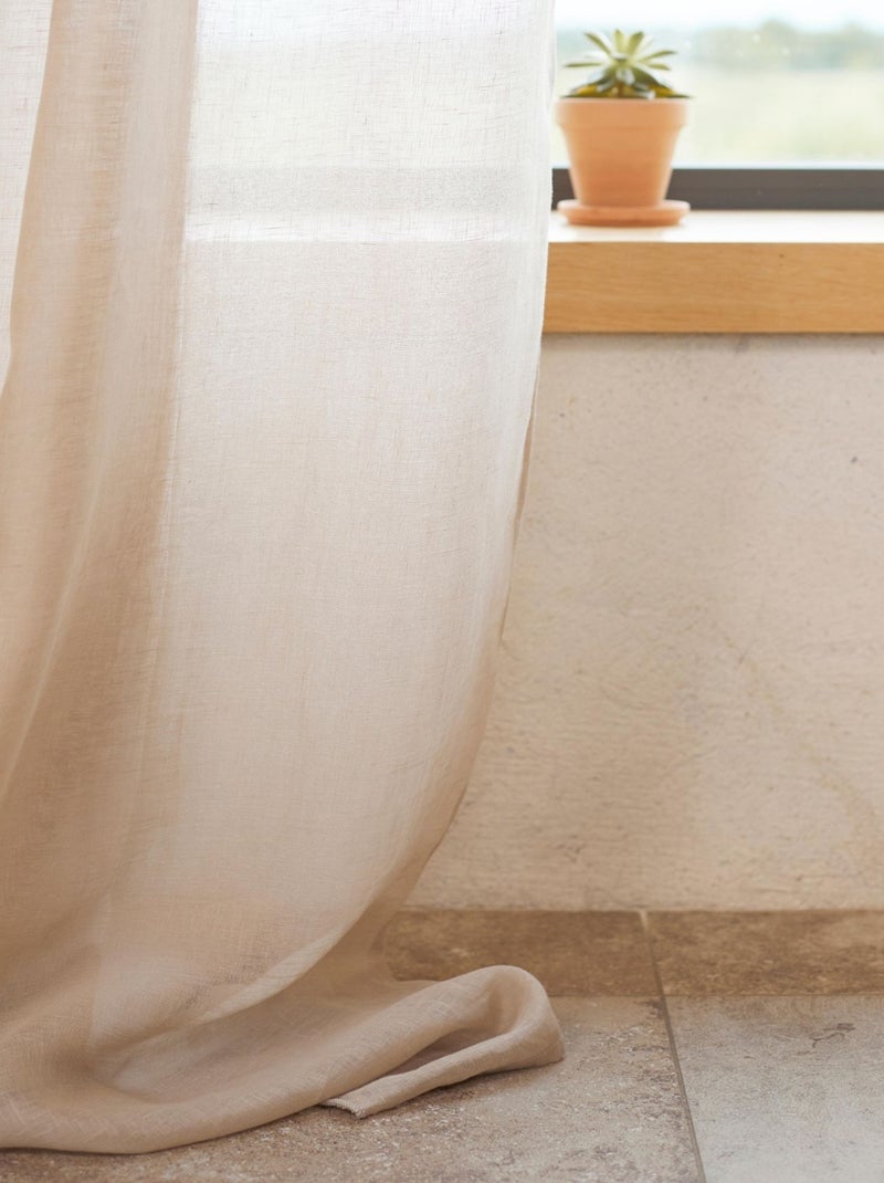 Rideau voilage 100% lin fluide Bois naturel - Kiabi