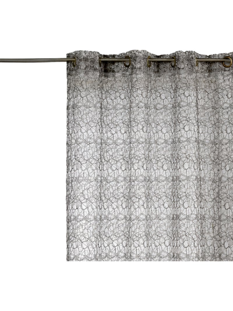 Rideau voilage broderie ton sur ton Gris clair - Kiabi
