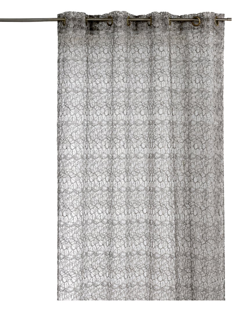 Rideau voilage broderie ton sur ton Gris clair - Kiabi