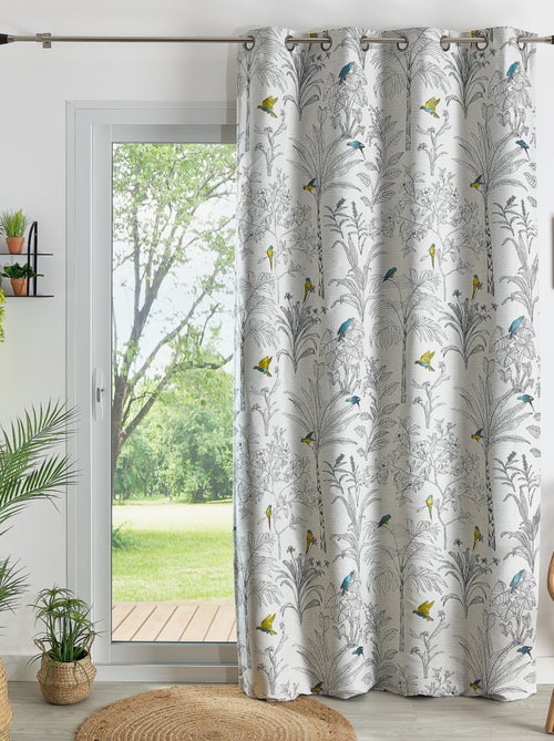 Rideaux jacquard imprimé floral et perroquets - Kiabi