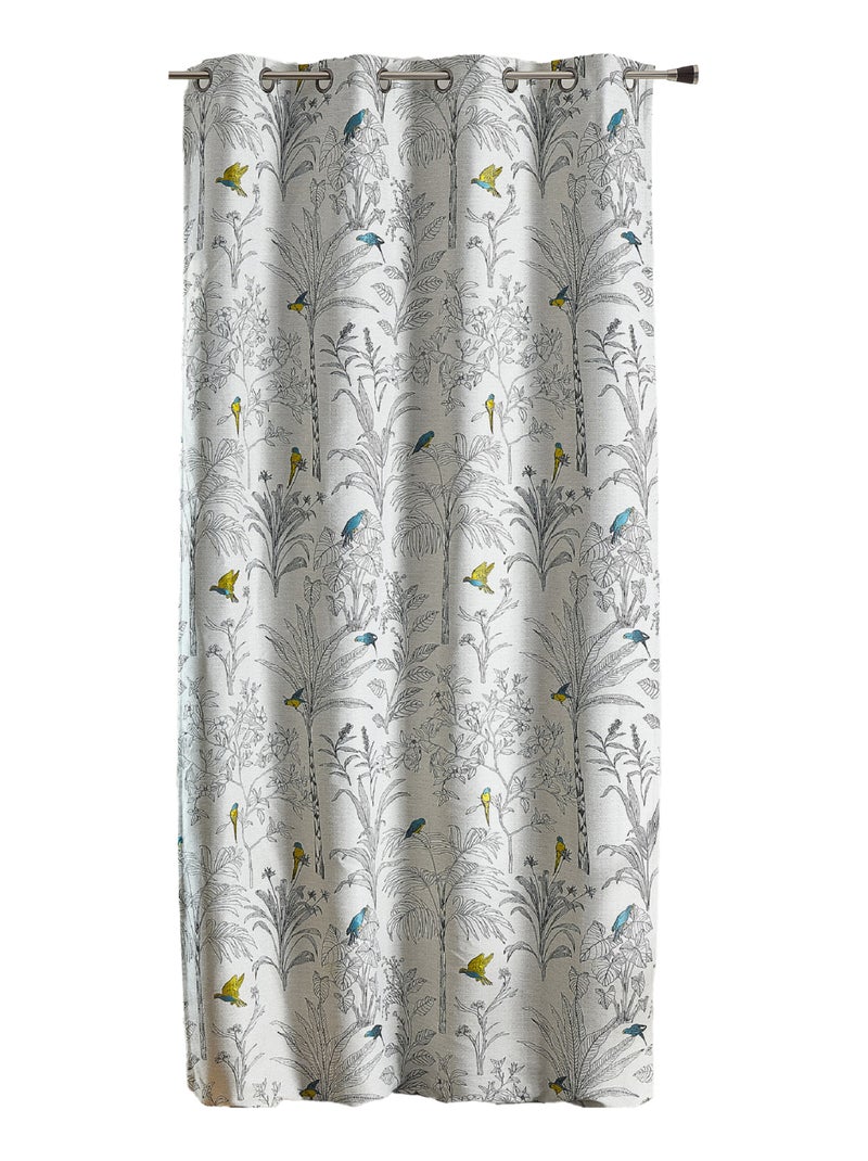 Rideaux Jacquard imprimé floral et perroquets Bleu - Kiabi