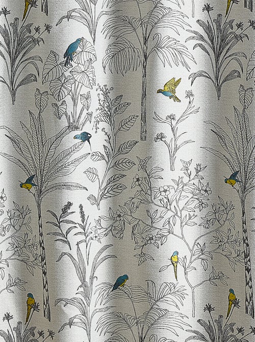 Rideaux jacquard imprimé floral et perroquets - Kiabi