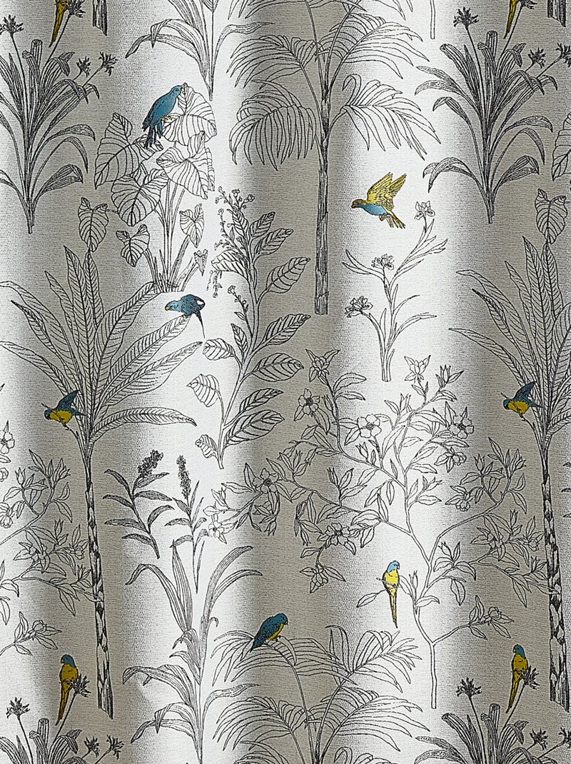 Rideaux Jacquard imprimé floral et perroquets Bleu - Kiabi