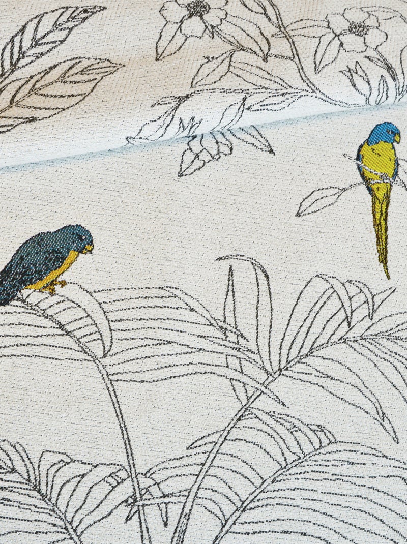 Rideaux Jacquard imprimé floral et perroquets Bleu - Kiabi
