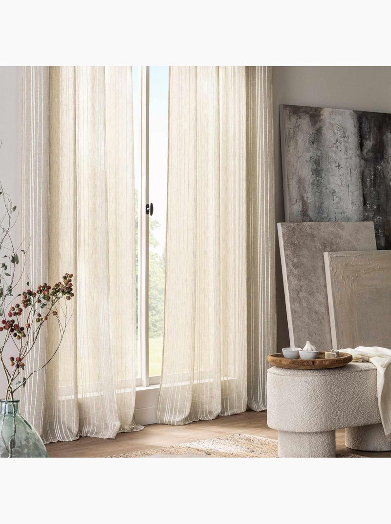 Rideaux polyester zaho douceur d'intérieur Beige - Kiabi