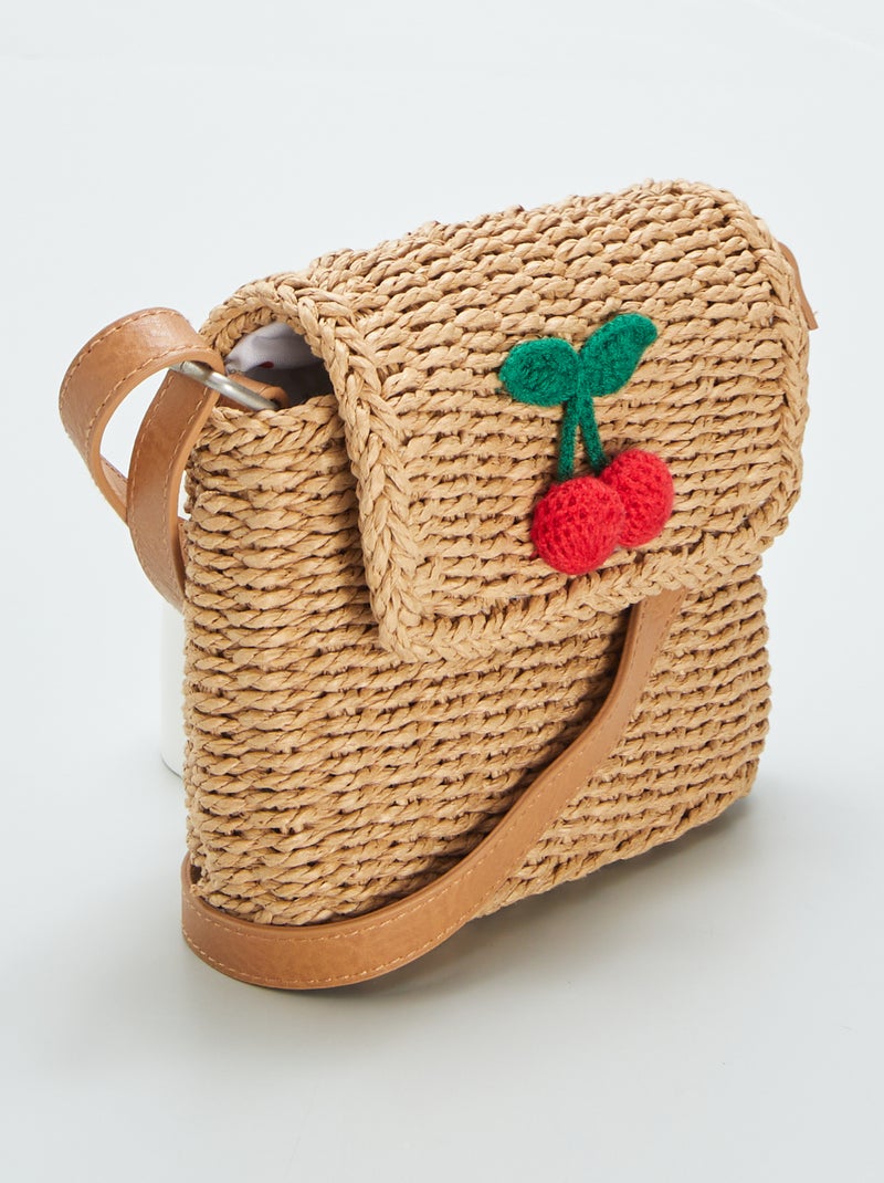 Rieten tas met kersprint BIEGE - Kiabi