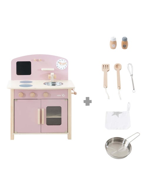 ROBA Cuisine Enfant en Bois + Accessoires en Métal et Bois - à Partir de 3 Ans - Kiabi