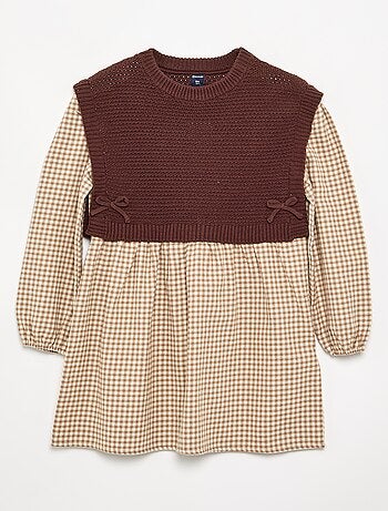 Robe 2 en 1 avec haut en maille et bas en flanelle