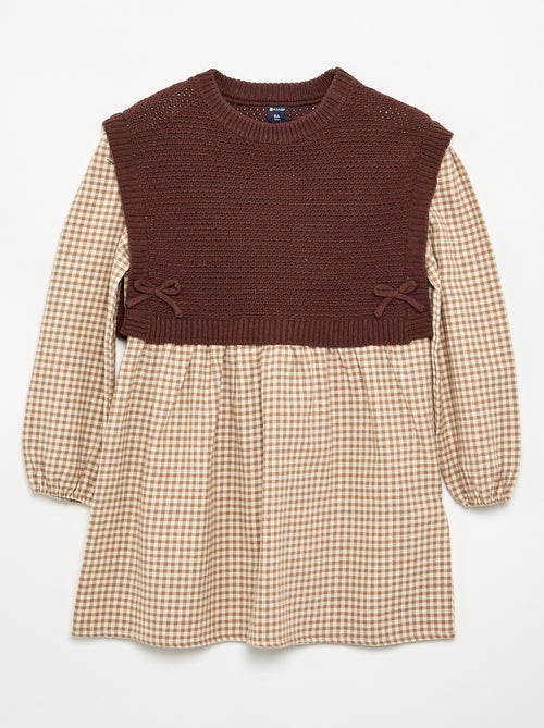 Robe 2 en 1 avec haut en maille et bas en flanelle - Kiabi