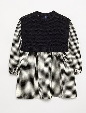 Robe 2 en 1 avec haut en maille et bas en flanelle