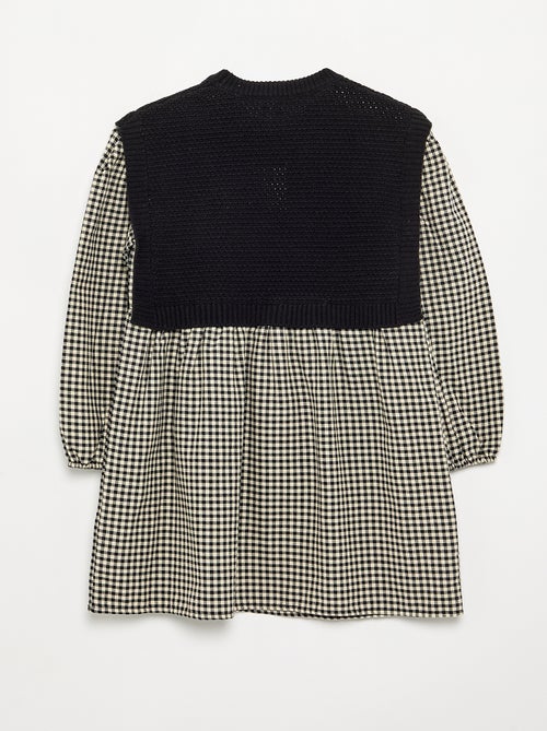 Robe 2 en 1 avec haut en maille et bas en flanelle - Kiabi