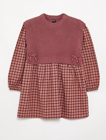 Robe 2 en 1 avec haut en maille et bas en flanelle