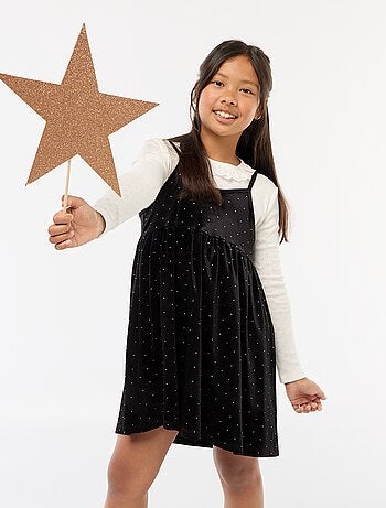 Robe 2 en 1 en velours avec strass