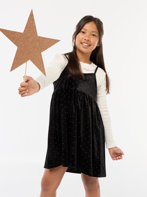 Robe 2 en 1 en velours avec strass - Kiabi