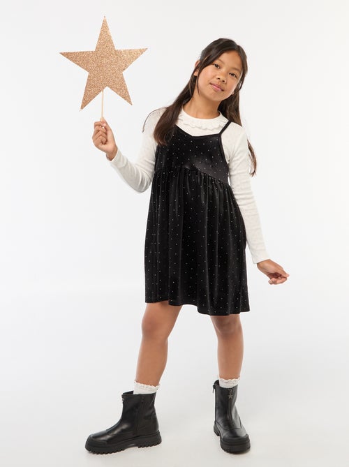 Robe 2 en 1 en velours avec strass - Kiabi