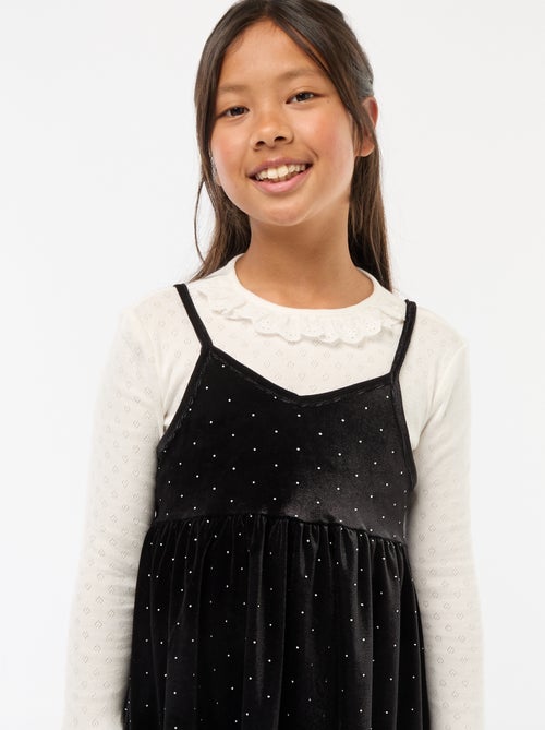 Robe 2 en 1 en velours avec strass - Kiabi