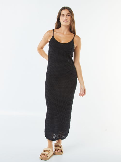 Robe à bretelles coupe midi en crochet - Kiabi